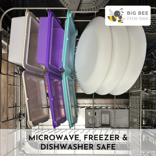 Big Bee, Little Bee SoftShell Reusable Silicone Food Storage Container - Clamshell Snap-Close Design, No Lost Lids, Easy to Clean, Compact for Travel, Meal Prep, Microwave Freezer and Dishwasher Safe - color: Aqua