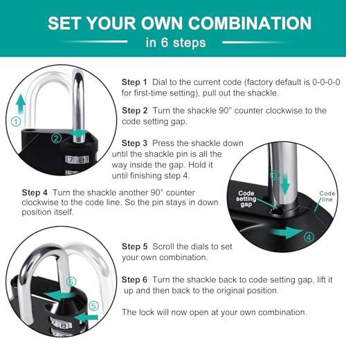 ZHEGE 2 Pack Combination Lock for Locker, Combo Padlock (Black & Blue) - color: 2P, Black&Blue, size: 2P