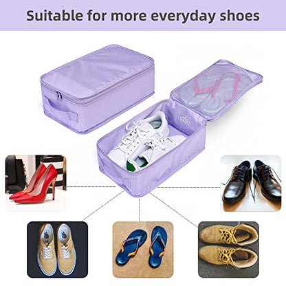 Travel Shoe Bags, Foldable Waterproof Shoe Pouches Organizer-Double Layer (6 Purple Shoe Bags) - color: Purple, size: 6 Packs