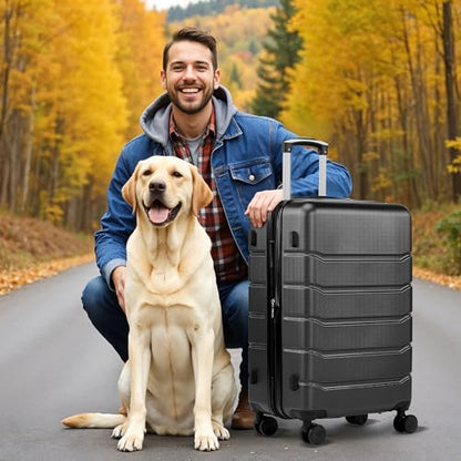 Simple Deluxe 20 Inch Hardside Carry On Luggage, Suitcase with Double Spinner Wheels & TSA Lock, Hard Shell Suitcase, Expandable Rolling Lightweight Luggage, Black - color: Black, size: 20 inch