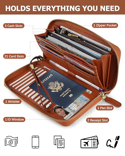 Large Wallet for Women, Clutch Wallet with Passport Holder