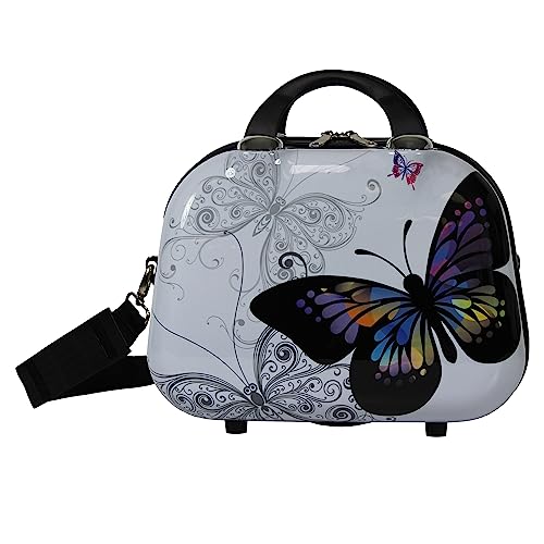 World Traveler Butterfly 13-Inch Polycarbonate Hardside Cosmetic Case Shoulder Tote - size: 13-inch