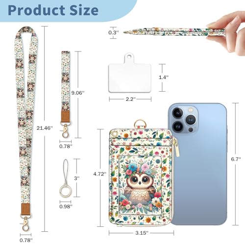 Owl Lanyard Wallet with Id Badge Holder Keychain for Card Women - color: Owl