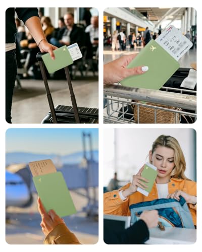 Passport Holder for Travel - RFID Blocking for Women & Men - color: Sage Green