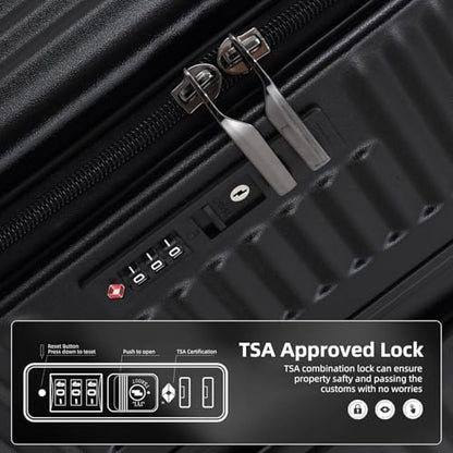 Kaleenie 29 Inch Aluminum Frame Checked Luggage Top Opening - color: Black, size: 29 Inch