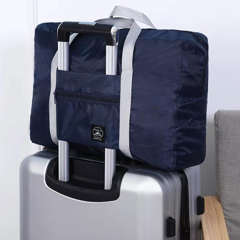 Large Foldable Travel Duffel Bag, Weekender Overnight Bags, NavyBlue - color: NavyBlue