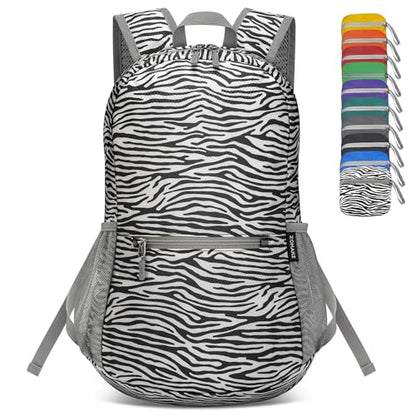 ZOMAKE Lightweight Packable Backpack, Foldable Small Travel Day Pack - color: D-zebra Print