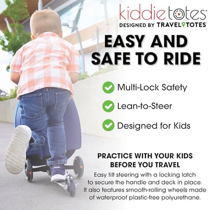KIDDIETOTES Girls Ride-On Scooter Suitcase, Foldable TSA Carry-On Luggage | Ages 5+, 110 lb riders, 22L packing space, 1-year warranty. 3-D hardshell, telescoping handle, light-up wheels. - style: Alpine Llama