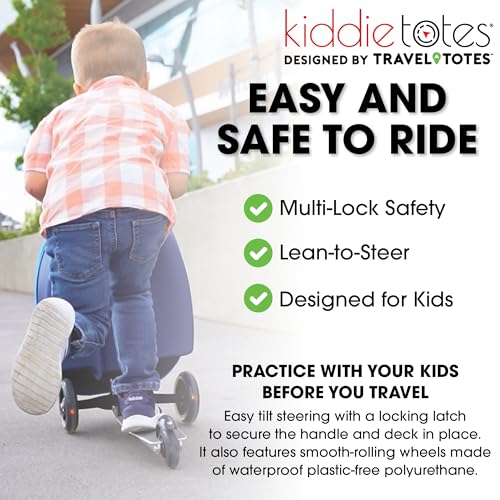 KIDDIETOTES Boys Ride-On Scooter Luggage, Hardside Travel Carry-On Suitcase - style: Superhero Robot