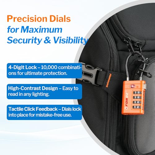Forge Open Alert TSA Approved Luggage Locks, Orange, 2 Pack Locks. - color: Orange 2 PK