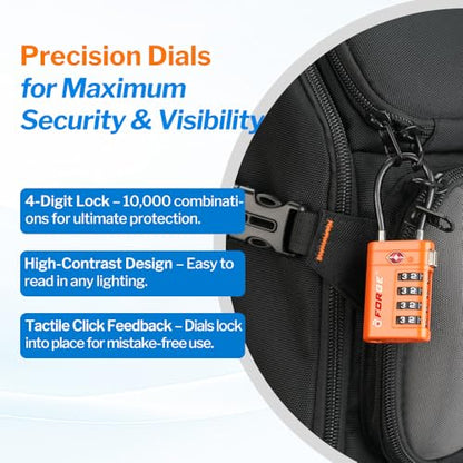 Forge Open Alert TSA Approved Luggage Locks, Orange, 2 Pack Locks. - color: Orange 2 PK