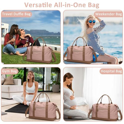 ELONGRIVER Women Travel Duffle Bags, Weekender Overnight Bag, Hospital Bag - color: Pink, size: Large