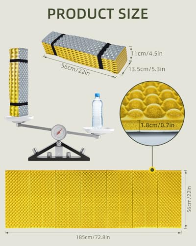 Abahub Foldable Foam Camping Sleeping Pad - color: Yellow -2 Packs