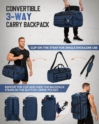 Gonex 45L 3-in-1 Duffel Bag for Gym & Travel - color: Dark Blue, size: 45L