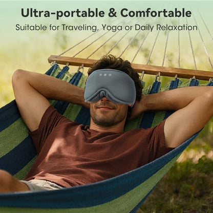Bamboo Cotton Sleep Mask with Bluetooth Headphones, 100% Blackout, Grey - color: Gray