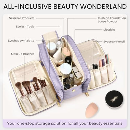 HauteHues Travel Makeup Bag Women's Large Capacity Cosmetic Organize Purple - color: Purple