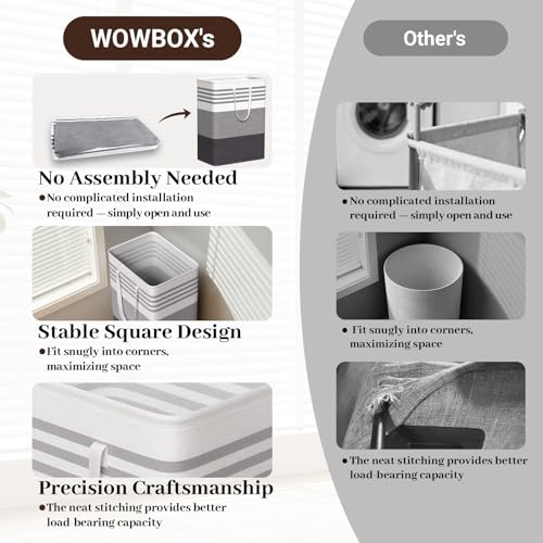 WOWBOX 2 Pack Laundry Baskets, Collapsible Dirty Clothes Laundry Hampers - color: Grey, size: 125L