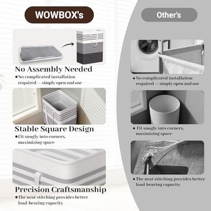 WOWBOX 2 Pack Laundry Baskets, Collapsible Dirty Clothes Laundry Hampers - color: Grey, size: 125L