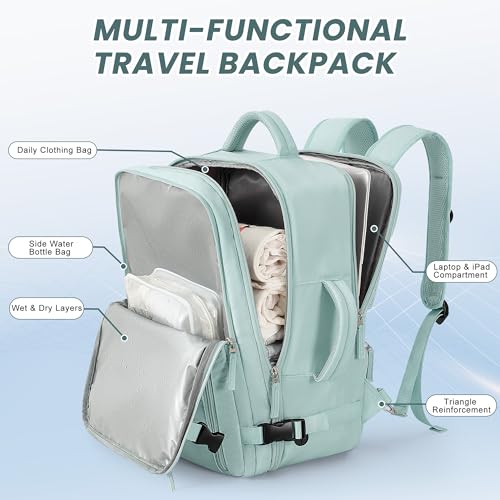 Beraliy Travel Backpack for Women, TSA Carry On Backpack Airline Approved - color: Mint Green, size: Large