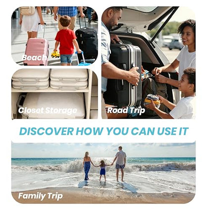 Compression Travel Packing Cubes with White Mesh, Apricot, 4Pcs - color: Apricot, size: Set of 4