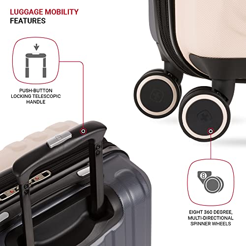 SwissGear Duet Expandable Luggage Set, 3-Piece Hardside Luggage Set with Spinner Wheels - color: Pink/Dark Grey, size: 3-Piece Set (19/24/28)