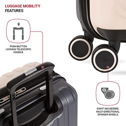 SwissGear Duet Expandable Luggage Set, 3-Piece Hardside Luggage Set with Spinner Wheels - color: Pink/Dark Grey, size: 3-Piece Set (19/24/28)