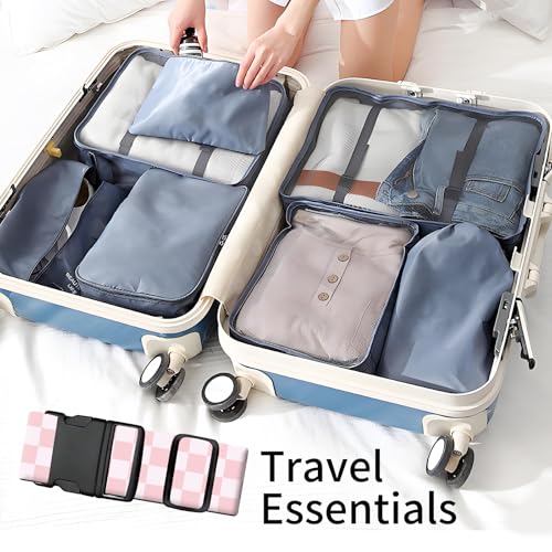 Luggage Straps for Suitcases, Heavy Duty Travel Belt with Quick-Release Buckle, Adjustable Suitcase Strap, Cute Luggage Accessories for Travel Pink Checkerboard - color: Pink Checkerboard