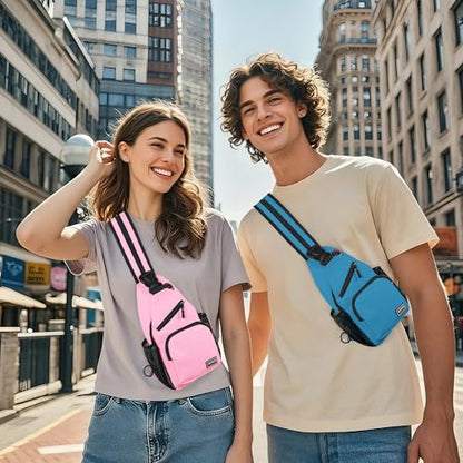 Geestock Convertible Sling Bag Crossbody Backpack for Women Men, Pink - color: Pink, size: Small