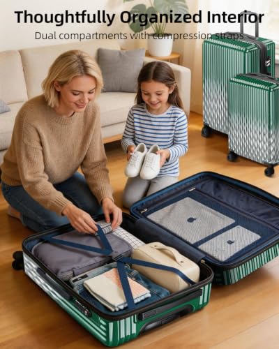 Carry on Luggage 22x14x9 Airline Approved, 20 Inch Expandable Hardside Luggage with Spinner Wheels, Hardshell Small Rolling Suitcase - color: Emerald Green, size: 20inch
