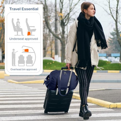 TOPDesign Travel Duffel Bag, Puffy Carry On Overnight, Gym Bag w/Wet Pocket - color: Navy Blue