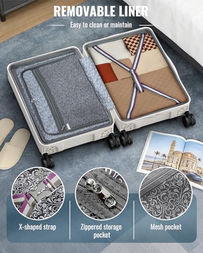 Joyway 3 Piece Luggage Set with Spinner Wheels, 20/24/28 Inch, White - color: White, size: 3-Piece Set (20/24/28)