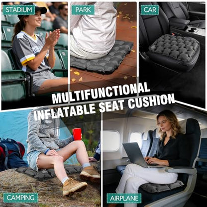 Inflatable Seat Cushion Portable Lightweight Stadium Seat Pad - color: Grey