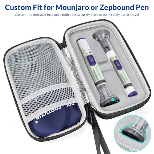 Insulated Cooler Travel Case for 2 Zepbound & Mounjaro Pens, Black - color: Black, size: Fits 2 Pen