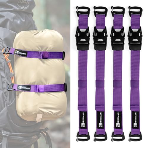 4 Pcs Tactical Molle System Backpack Straps and Buckles Set -Adjustable 19.49" Pack Attachment Strap Accessories(Purple) - color: Purple