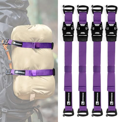 4 Pcs Tactical Molle System Backpack Straps and Buckles Set -Adjustable 19.49" Pack Attachment Strap Accessories(Purple) - color: Purple
