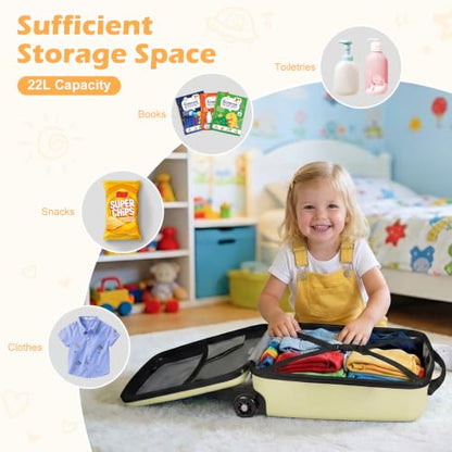 Scooter Luggage for Kids Removable & Foldable Ride on Suitcase-Yellow - color: Light Yellow