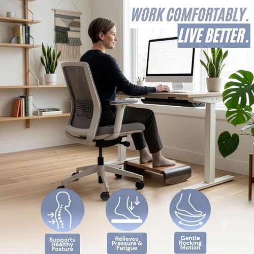 Tiel Ergonomic Wooden Foot Rest for Under Desk – Angled Leg Elevation Stool for Posture & Back Support on Hardwood & Carpet