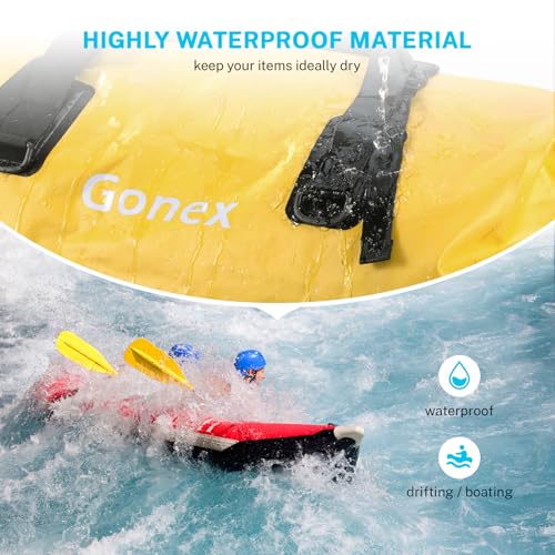 Gonex Waterproof Duffel Bag, 40L/60L/80L Roll-Top Travel Kayaking Dry Bag - color: Yellow, size: 80L