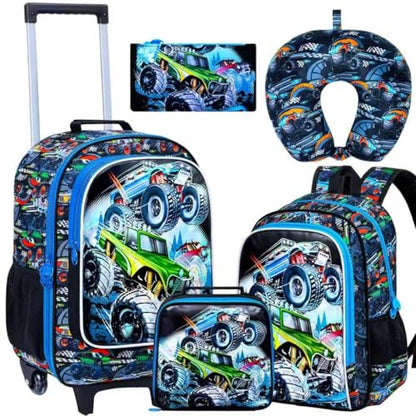 CCJPX 5PCS Kids Luggage Set for Boys, Carry-on Suitcase 18" Truck Blue - color: Blue car 5pcs