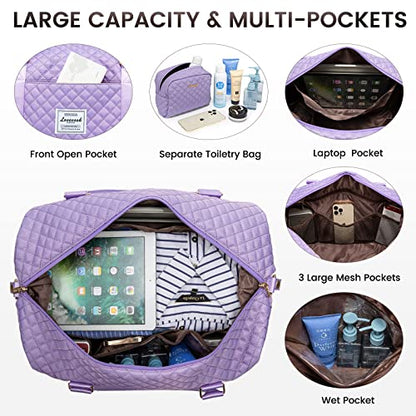 LOVEVOOK Travel Duffle Bag,Weekender Bags for Women with Shoe Compartment - color: Purple-a, size: Large-2 Pcs
