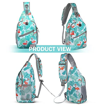 ZOMAKE Sling Bag,Small Crossbody Sling Backpack Shoulder Daypack for Travel - color: Flamingo Blue, size: 8L