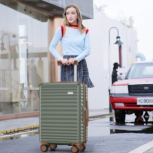 SHOWKOO 5pcs Luggage Set, 100% PC Durable Hardshell Suitcase - color: Army Green, size: 5PCS