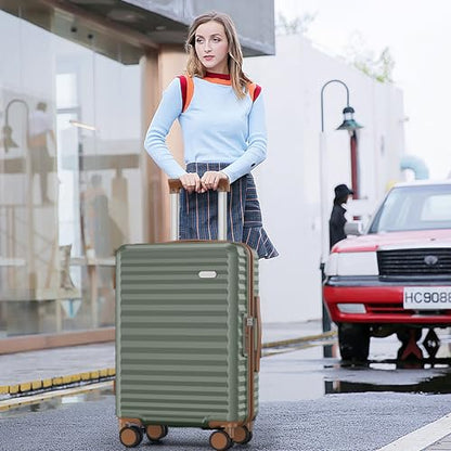 SHOWKOO 5pcs Luggage Set, 100% PC Durable Hardshell Suitcase - color: Army Green, size: 5PCS