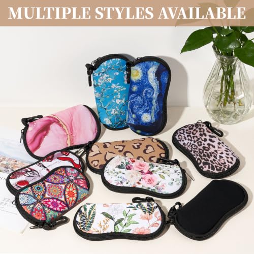 WOZEAH Double Eyeglass Case with 2 Compartments, Travel Eyewear Organizer for Two Pairs of Glasses - color: Flower Leaves