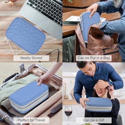 FYY Electronic Organizer, Travel Tech Pouch Bag, Large, Blue Quilted - color: Blue Quilted, size: 9.1 x 5.9 x 3.15 inches