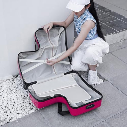 20" Kids Ride-on Luggage with Spinner Wheels, Rolling Child Travel Suitcase - color: Rose Red