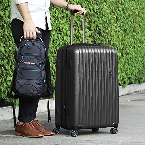 SwissGear 7272 Energie Expandable Hardside Luggage with Spinner Wheels and TSA Lock, White, Checked-Large 27-Inch - color: White, size: Checked-Large 27-Inch