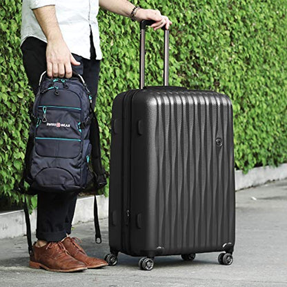 SwissGear 7272 Energie Expandable Hardside Luggage with Spinner Wheels and TSA Lock, White, Checked-Large 27-Inch - color: White, size: Checked-Large 27-Inch