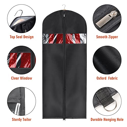 Univivi Garment Bag Suit Bags for Closet Storage, Black, 60 Inch, Set of 3 - size: 24"X60"-3pcs - Oxford