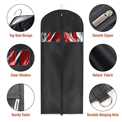 Univivi Garment Bag Suit Bags for Closet Storage, Black, 60 Inch, Set of 3 - size: 24"X60"-3pcs - Oxford